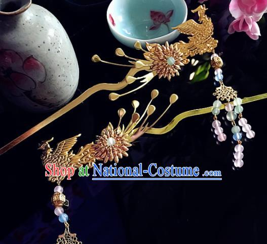 Chinese Handmade Ancient Phoenix Hair Clips Hair Accessories Hanfu Hairpins for Women