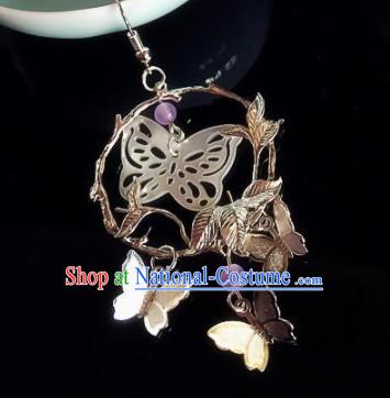 Chinese Ancient Hanfu Butterfly Eardrop Jewelry Accessories Traditional Earrings for Women