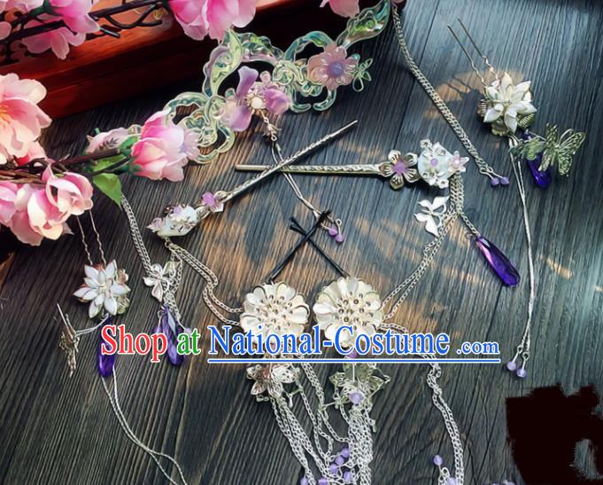 Chinese Handmade Ancient Phoenix Coronet Palace Hair Accessories Hanfu Hairpins Complete Set for Women