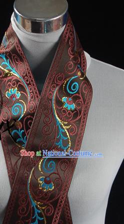 Traditional Chinese Handmade Brocade Belts Ancient Brown Brocade Embroidered Lace Trimmings Accessories