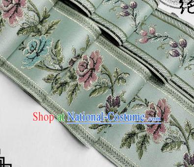 Traditional Chinese Handmade Brocade Belts Ancient Blue Brocade Embroidered Peony Lace Trimmings Accessories