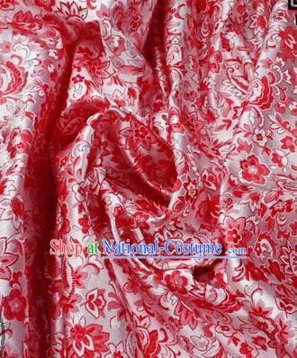 Asian Chinese Traditional Tang Suit Fabric Brocade Silk Material Classical Cherry Blossom Pattern Design Drapery