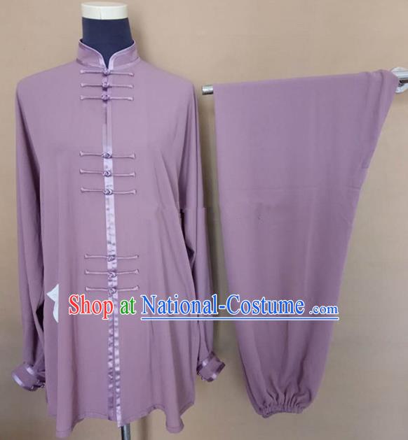 Chinese Traditional Kung Fu Martial Arts Costumes Tai Chi Training Purple Clothing for Women