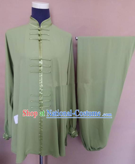 Chinese Traditional Kung Fu Martial Arts Costumes Tai Chi Training Green Clothing for Women