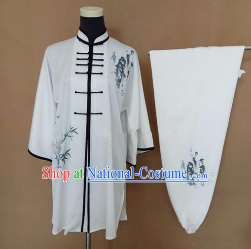 Chinese Traditional Martial Arts Printing Bamboo Costumes Tai Chi Tai Ji Training Clothing for Adults