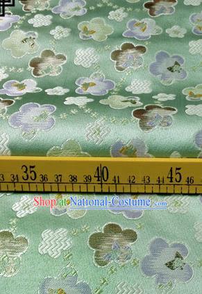 Asian Chinese Traditional Tang Suit Fabric Green Brocade Silk Material Classical Cherry Blossom Pattern Design Drapery