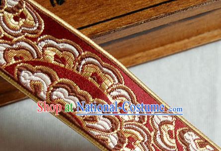 Traditional Chinese Handmade Red Brocade Belts Ancient Embroidered Brocade Lace Trimmings Accessories