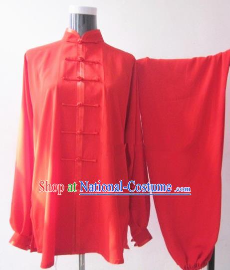 Chinese Traditional Kung Fu Red Costumes Martial Arts Tai Chi Training Clothing for Women