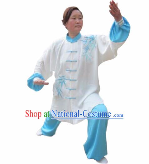 Chinese Traditional Kung Fu Embroidered Bamboo Costumes Martial Arts Tai Chi Training Clothing for Women