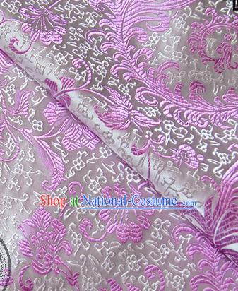 Asian Chinese Traditional Tang Suit Fabric Brocade Silk Material Classical Lilac Flowers Pattern Design Drapery