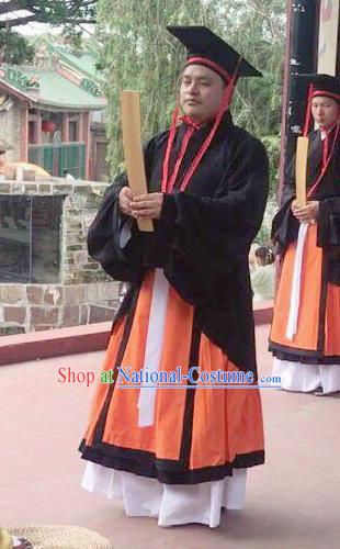 Chinese Ancient Wedding Costumes Han Dynasty Minister Clothing and Hat for Men