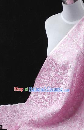 Asian Chinese Traditional Tang Suit Fabric Pink Brocade Silk Material Classical Plum Blossom Pattern Design Drapery