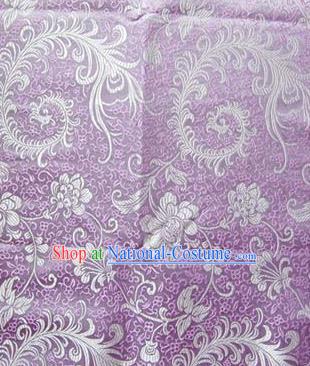 Asian Chinese Traditional Tang Suit Fabric Lilac Brocade Silk Material Classical Pattern Design Drapery