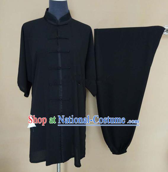 Chinese Traditional Martial Arts Black Costumes Tai Chi Tai Ji Training Clothing for Adults