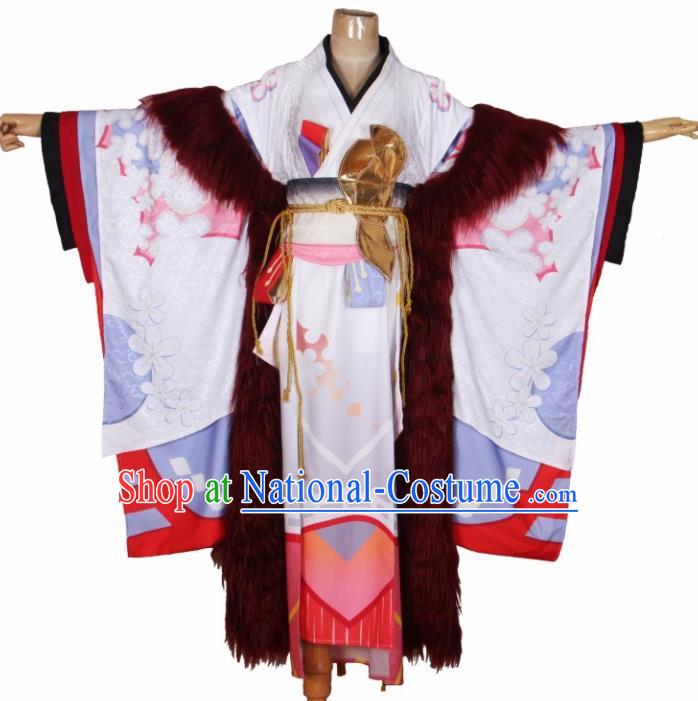 Asian Japanese Traditional Cosplay Costumes Ancient Geisha Furisode Kimono Yukata Clothing for Women