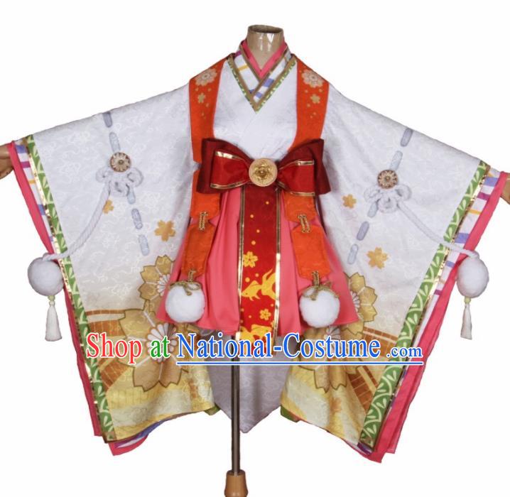 Asian Japanese Traditional Young Lady Cosplay Costumes Ancient Furisode Kimono Yukata Clothing for Women