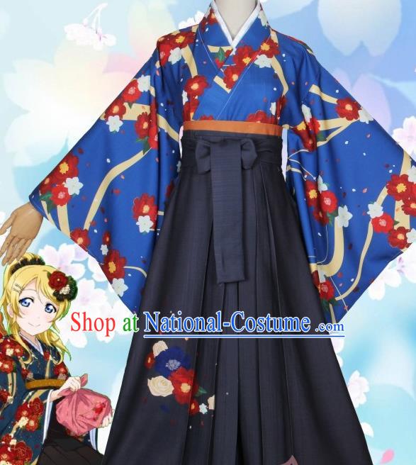 Asian Japanese Traditional Furisode Kimono Cosplay Geisha Costumes Ancient Yukata Clothing for Women