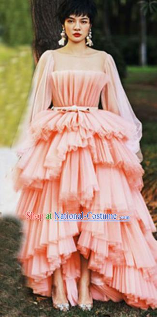 Top Performance Catwalks Costumes Wedding Pink Full Dress for Women