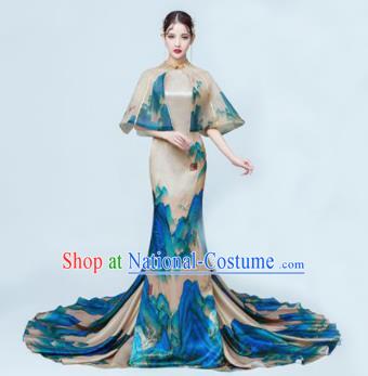 Chinese Classical Catwalks Costumes Cheongsam Traditional Full Dress for Women