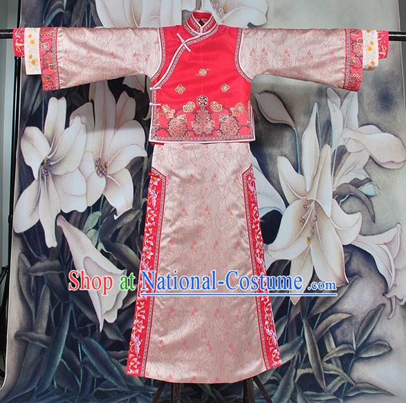 Chinese Traditional Embroidered Costumes Ancient Qing Dynasty Princess Manchu Clothing for Women