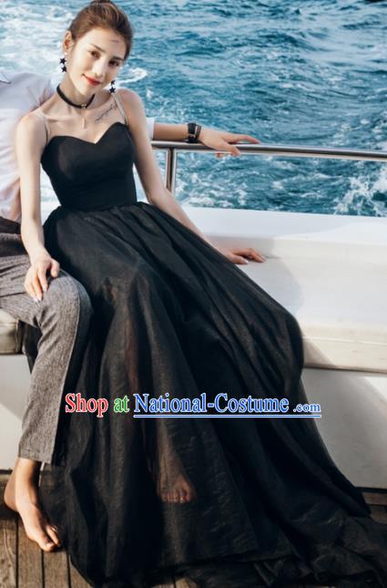 Top Performance Catwalks Costumes Wedding Black Veil Full Dress for Women