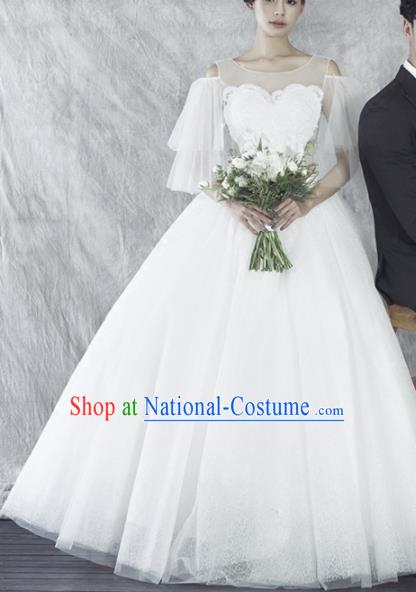 Top Performance Catwalks Costumes Wedding Dress White Veil Full Dress for Women