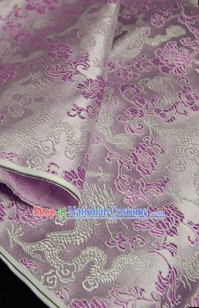 Asian Chinese Traditional Tang Suit Fabric Lilac Brocade Silk Material Classical Dragon Pattern Design Drapery