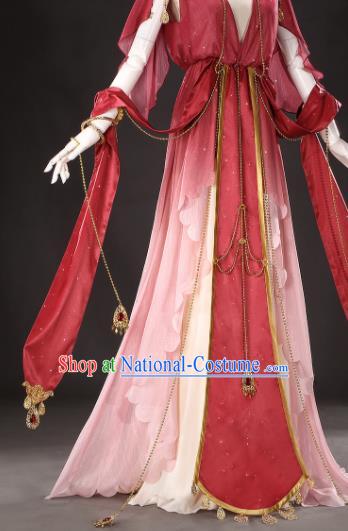 Top Grade Cosplay Princess Costumes Halloween Cartoon Characters Red Dress for Women