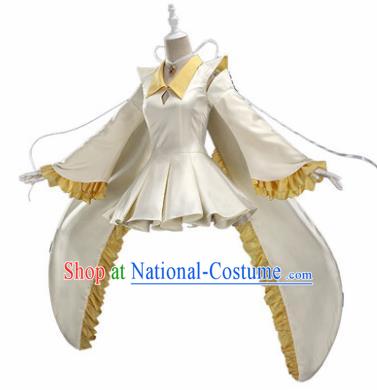 Top Grade Cosplay Princess Costumes Halloween Cartoon Characters White Dress for Women