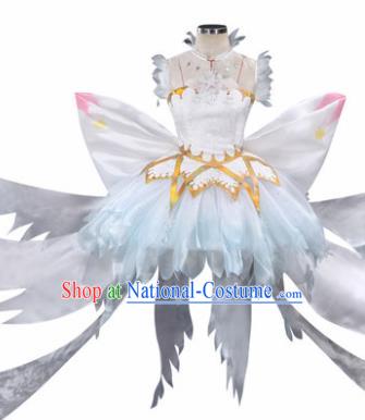 Top Grade Chinese Cosplay Magical Fairy Costumes Halloween Cartoon Characters White Bubble Dress for Women