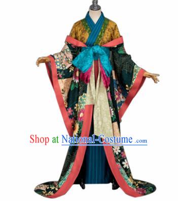 Japanese Traditional Geisha Courtesan Furisode Kimono Costumes Ancient Cosplay Yukata Clothing for Women