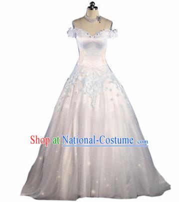 Top Grade Cosplay Princess Costumes Halloween Cartoon Characters White Veil Dress for Women