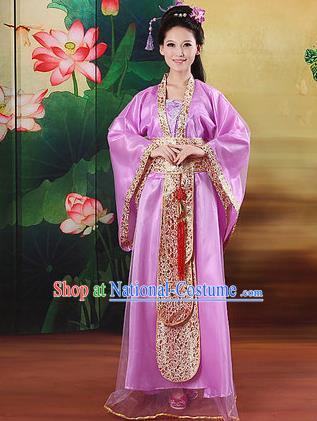 Chinese Traditional Classical Dance Costumes Ancient Peri Purple Hanfu Dress for Women