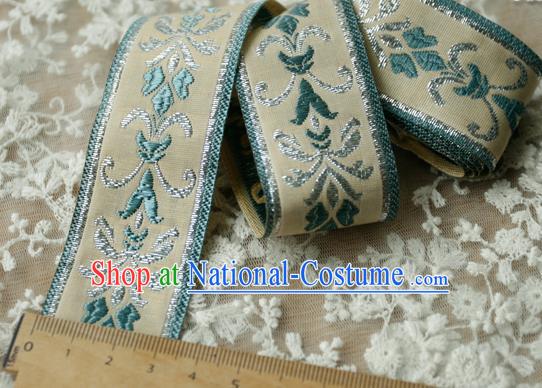 Traditional Chinese Handmade Beige Brocade Belts Ancient Embroidered Lotus Brocade Lace Trimmings Accessories