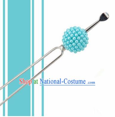 Japanese Traditional Courtesan Blue Ball Hairpins Ancient Geisha Kimono Hair Accessories for Women