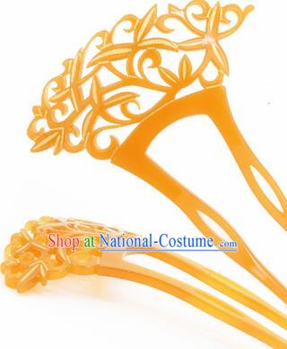 Japanese Traditional Courtesan Yellow Hairpins Ancient Geisha Kimono Hair Accessories for Women