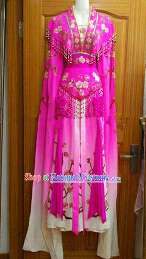 Chinese Traditional Beijing Opera Princess Silk Costumes Ancient Peri Embroidered Rosy Dress for Women