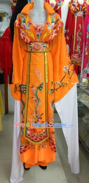 Chinese Traditional Beijing Opera Actress Empress Yellow Dress Ancient Palace Embroidered Costumes for Women