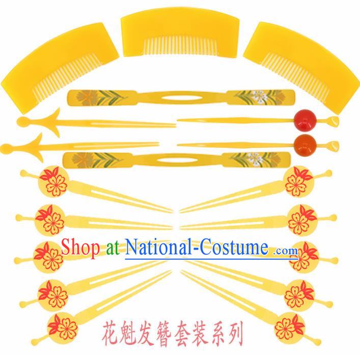 Japanese Traditional Courtesan Kimono Hairpins Hair Combs Ancient Geisha Hair Accessories Complete Set for Women