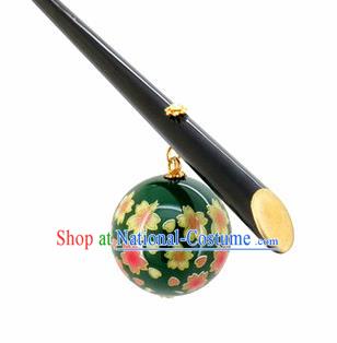 Japanese Traditional Cherry Blossom Hair Accessories Ancient Courtesan Kimono Green Hairpins for Women