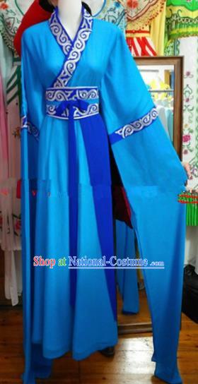 Chinese Traditional Beijing Opera Village Women Blue Dress Ancient Young Lady Costumes for Poor