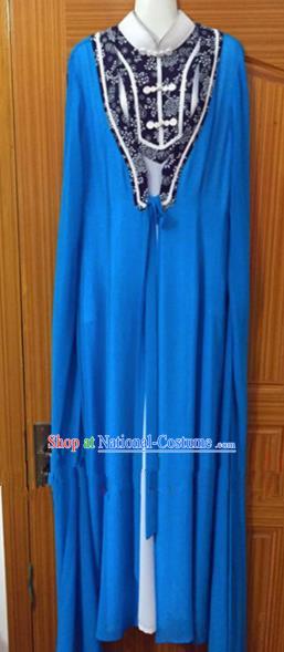 Chinese Traditional Peking Opera Peri Blue Dress Ancient Nobility Lady Embroidered Costumes for Rich