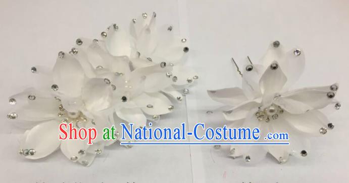 Chinese Traditional Beijing Opera White Flowers Hairpins Ancient Peri Hair Accessories for Women