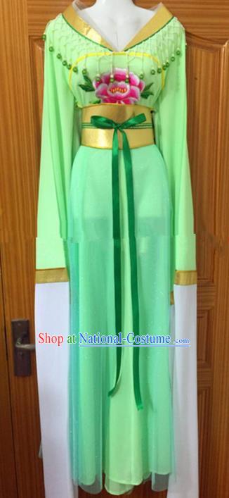 Chinese Traditional Beijing Opera Mui Tsai Green Dress Ancient Peri Embroidered Costumes for Rich