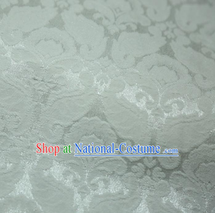 Chinese Royal White Brocade Palace Pattern Satin Traditional Silk Fabric Chinese Fabric Asian Material