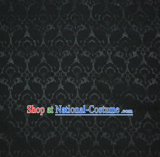 Chinese Royal Black Brocade Palace Pattern Satin Traditional Silk Fabric Chinese Fabric Asian Material