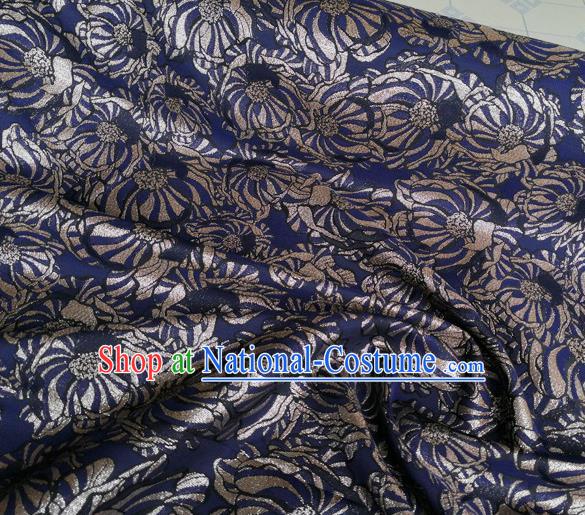 Chinese Royal Brocade Palace Pattern Navy Satin Traditional Silk Fabric Chinese Fabric Asian Material