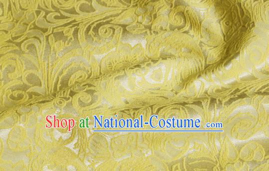 Chinese Royal Yellow Brocade Palace Pattern Satin Traditional Silk Fabric Chinese Fabric Asian Material