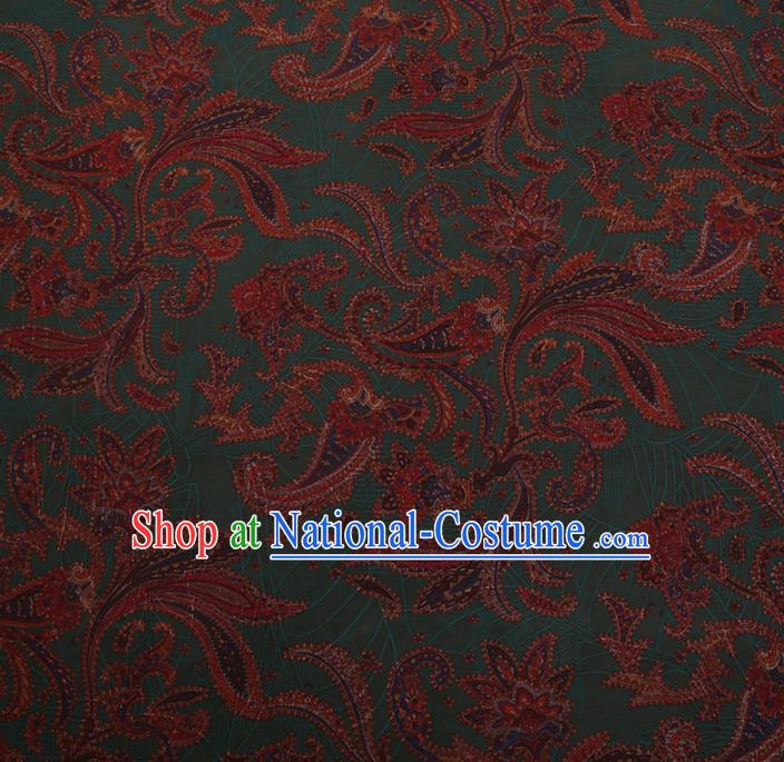 Chinese Traditional Cheongsam Silk Fabric Palace Pattern Green Satin Plain Gambiered Guangdong Gauze