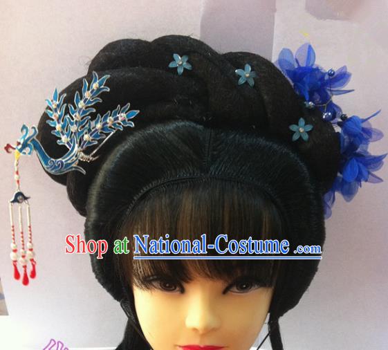 Chinese Traditional Ancient Beijing Opera Actress Wig Sheath and Hairpins Hair Accessories for Women